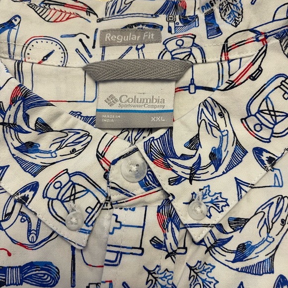 Columbia Men's Rapid Rivers Printed Short Sleeve Size XXL/ M. Mountain Red Camp - Picture 10 of 11